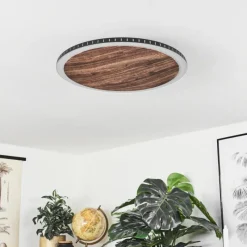 hofstein Plafonnier Rocha LED Brun, Couleur bois, Noir, 1 lumière