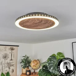 hofstein Plafonnier Rocha LED Brun, Couleur bois, Noir, 1 lumière