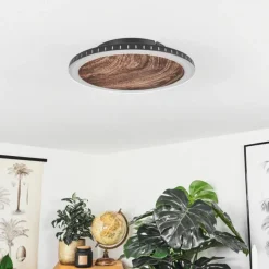 hofstein Plafonnier Rocha LED Brun, Couleur bois, Noir, 1 lumière