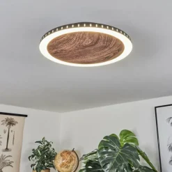 hofstein Plafonnier Rocha LED Brun, Couleur bois, Noir, 1 lumière