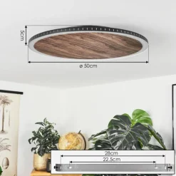 hofstein Plafonnier Rocha LED Brun, Couleur bois, Noir, 1 lumière