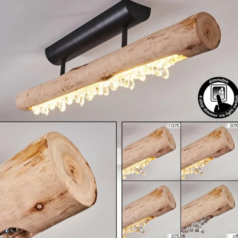 Luminaires Scandinaves-hofstein Plafonnier Rodeche LED Bois clair, Noir, 1 lumière