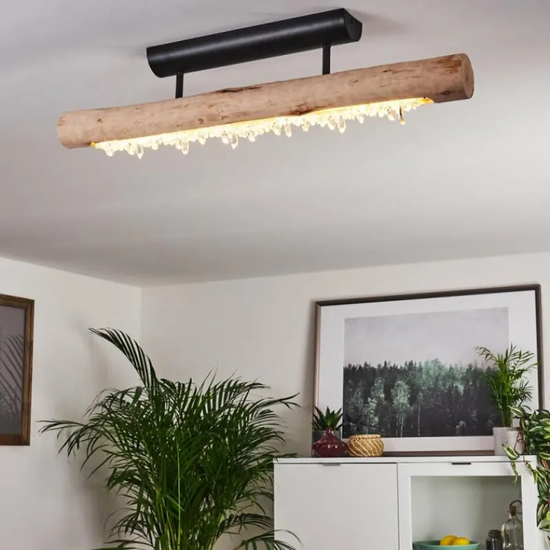 Luminaires Scandinaves-hofstein Plafonnier Rodeche LED Bois clair, Noir, 1 lumière