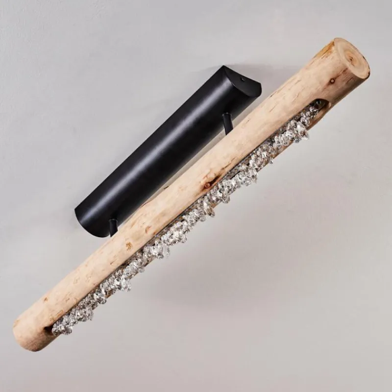 Luminaires Scandinaves-hofstein Plafonnier Rodeche LED Bois clair, Noir, 1 lumière