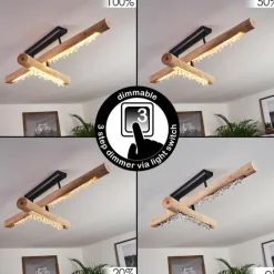 Luminaires Scandinaves-hofstein Plafonnier Rodeche LED Bois clair, Noir, 1 lumière