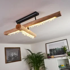 Luminaires Scandinaves-hofstein Plafonnier Rodeche LED Bois clair, Noir, 1 lumière