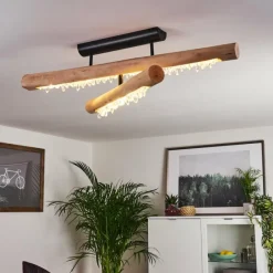 Luminaires Scandinaves-hofstein Plafonnier Rodeche LED Bois clair, Noir, 1 lumière