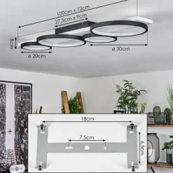 hofstein Plafonnier Rodekro LED Noir, Blanc, 1 lumière