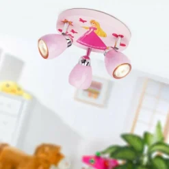 Luminaires Brilliant Plafonnier rond à spots Brilliant Leuchten Princess Rose, 3 lumières