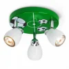 Luminaires Brilliant Plafonnier rond à spots Brilliant Leuchten Soccer Vert, Blanc, 3 lumières* Spots Et Projecteurs