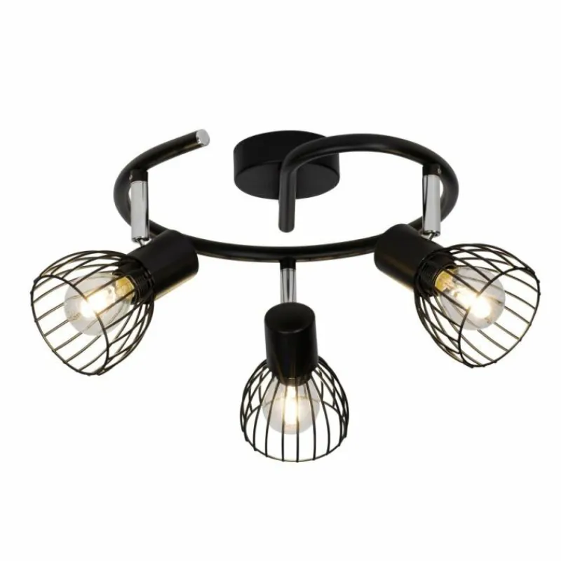 Luminaires Brilliant Plafonnier rond à spots Brilliant Blacky Noir, 3 lumières* Spots Et Projecteurs