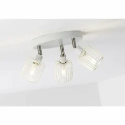 Luminaires Brilliant Plafonnier rond à spots Brilliant Flavian Blanc, 3 lumières* Spots Et Projecteurs
