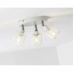 Luminaires Brilliant Plafonnier rond à spots Brilliant Flavian Blanc, 3 lumières* Spots Et Projecteurs
