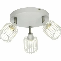 Luminaires Brilliant Plafonnier rond à spots Brilliant Flavian Blanc, 3 lumières* Spots Et Projecteurs