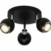Luminaires Brilliant Plafonnier rond à spots Brilliant Ina LED Chrome, Noir, 3 lumières* Spots Et Projecteurs