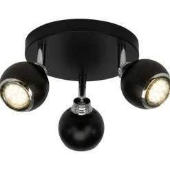 Luminaires Brilliant Plafonnier rond à spots Brilliant Ina LED Chrome, Noir, 3 lumières* Spots Et Projecteurs