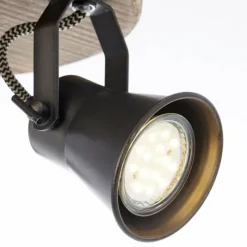 Luminaires Rustiques-Luminaires Brilliant Plafonnier rond à spots Brilliant Seed Bois foncé, Noir, 3 lumières