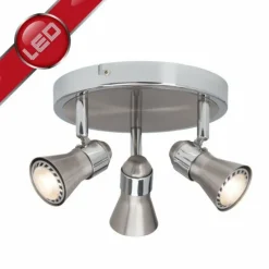 Luminaires Brilliant Plafonnier rond à spots Brilliant Sanny Fer, 3 lumières* Spots Et Projecteurs
