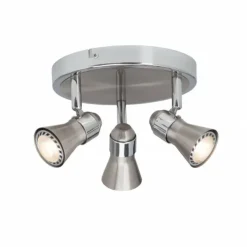 Luminaires Brilliant Plafonnier rond à spots Brilliant Sanny Fer, 3 lumières* Spots Et Projecteurs