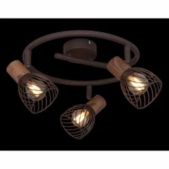 Lampes Industrielles-Luminaires Globo Lighting Plafonnier rond à spots Globo ISABELLE Rouille, 3 lumières