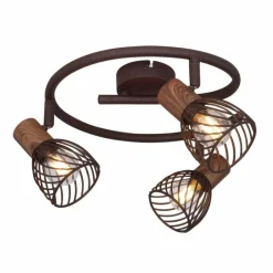 Lampes Industrielles-Luminaires Globo Lighting Plafonnier rond à spots Globo ISABELLE Rouille, 3 lumières