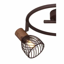 Lampes Industrielles-Luminaires Globo Lighting Plafonnier rond à spots Globo ISABELLE Rouille, 3 lumières