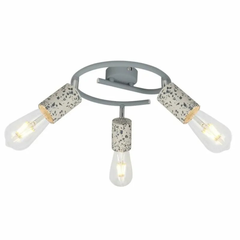 Luminaires Globo Lighting Plafonnier rond à spots Globo FLECKI Gris, 3 lumières* Spots Et Projecteurs