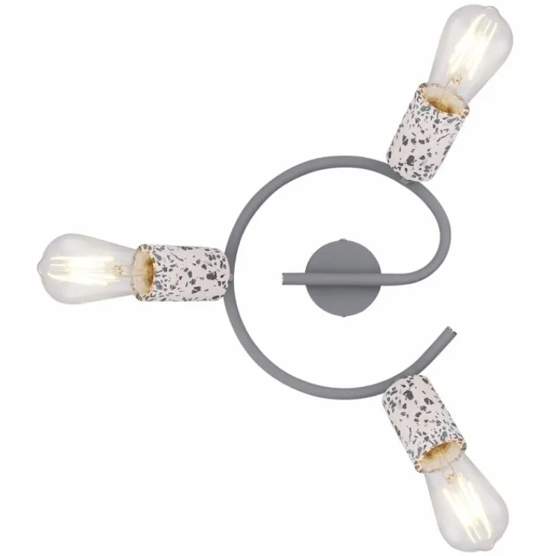 Luminaires Globo Lighting Plafonnier rond à spots Globo FLECKI Gris, 3 lumières* Spots Et Projecteurs