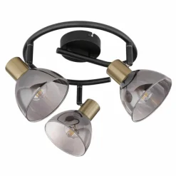 Luminaires Globo Lighting Plafonnier rond à spots Globo KLERENA Noir, 3 lumières