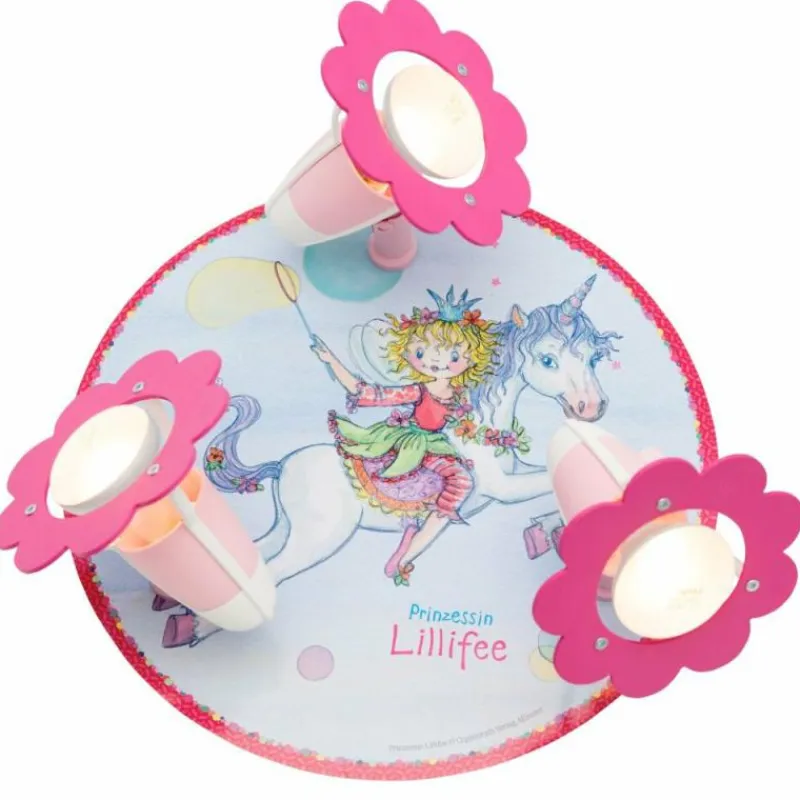 Lampes En Bois-Luminaires Elobra Plafonnier rond Elobra EINHORN Rose, 3 lumières