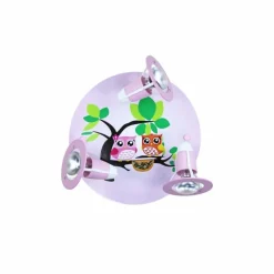 Lampes En Bois-Luminaires Elobra Plafonnier rond Elobra EULENFAMILIE Rose, 3 lumières