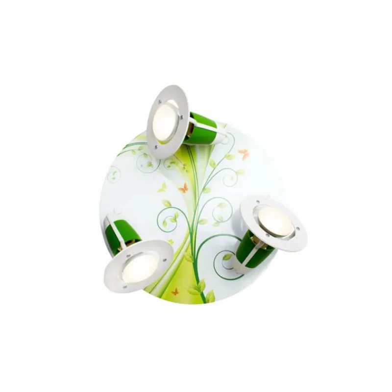 Lampes En Bois-Luminaires Elobra Plafonnier rond Elobra PHANTASIE Vert, 3 lumières