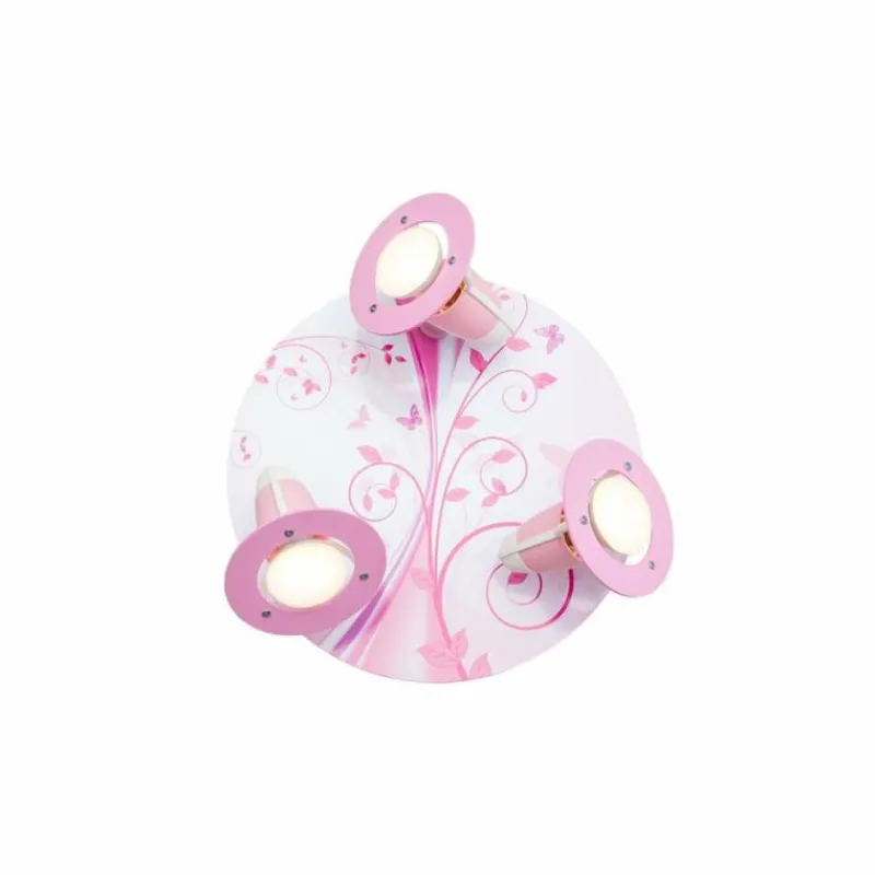 Lampes En Bois-Luminaires Elobra Plafonnier rond Elobra PHANTASIE Rose, 3 lumières