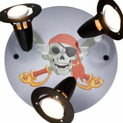 Lampes En Bois-Luminaires Elobra Plafonnier rond Elobra PIRAT Noir, 3 lumières