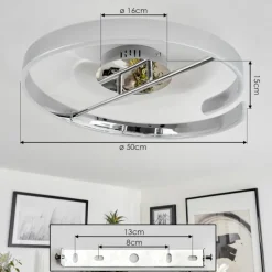 hofstein Plafonnier Rosemond LED Chrome, Blanc, 1 lumière