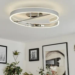 hofstein Plafonnier Rosemond LED Chrome, Blanc, 1 lumière