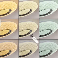 hofstein Plafonnier Roseto LED Chrome, Transparent, Blanc, 1 lumière, Télécommandes