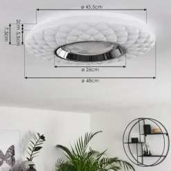 hofstein Plafonnier Roseto LED Chrome, Transparent, Blanc, 1 lumière, Télécommandes