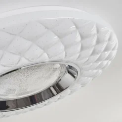 hofstein Plafonnier Roseto LED Chrome, Transparent, Blanc, 1 lumière, Télécommandes