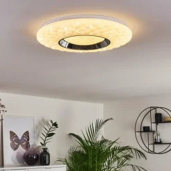 hofstein Plafonnier Roseto LED Chrome, Transparent, Blanc, 1 lumière, Télécommandes