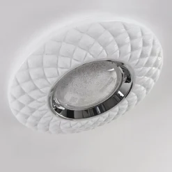 hofstein Plafonnier Roseto LED Chrome, Transparent, Blanc, 1 lumière, Télécommandes