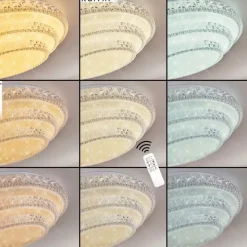 hofstein Plafonnier Roseto LED Transparent, Blanc, 1 lumière, Télécommandes