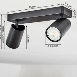 hofstein Plafonnier Rubeltein Noir, 2 lumières