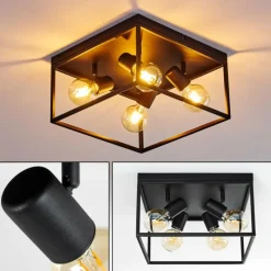 Lampes Vintages & Rétros-hofstein Plafonnier Ryssby Noir, 4 lumières