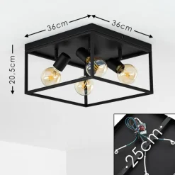 Lampes Vintages & Rétros-hofstein Plafonnier Ryssby Noir, 4 lumières
