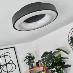 hofstein Plafonnier Sachseln LED Noir, 1 lumière