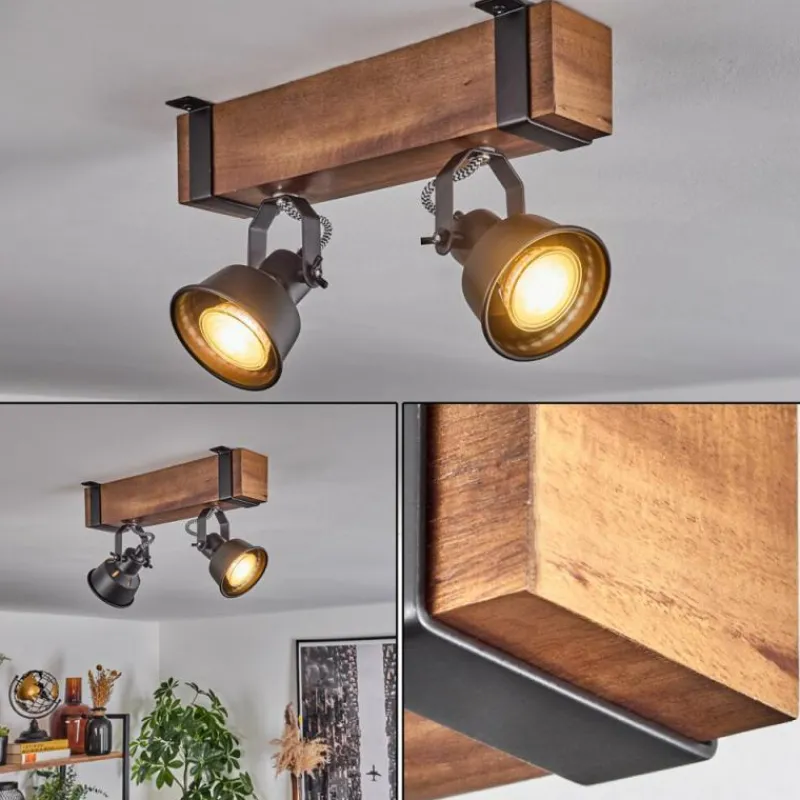 Luminaires Scandinaves-hofstein Plafonnier Safari Brun, Noir, 2 lumières