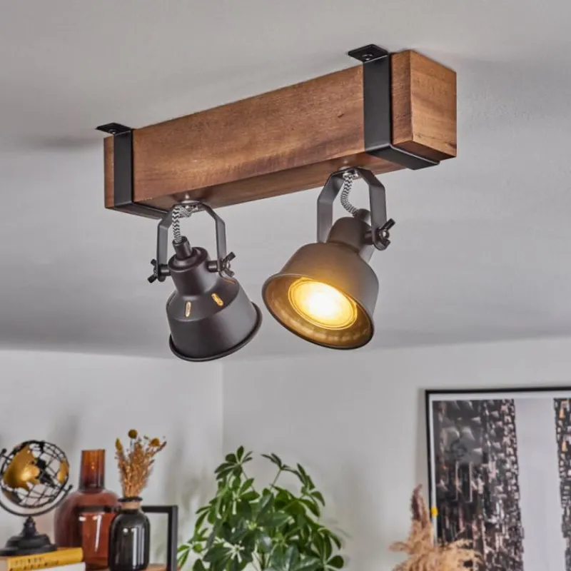 Luminaires Scandinaves-hofstein Plafonnier Safari Brun, Noir, 2 lumières