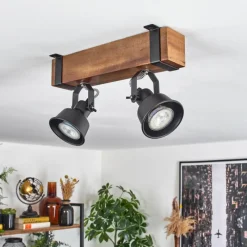 Luminaires Scandinaves-hofstein Plafonnier Safari Brun, Noir, 2 lumières