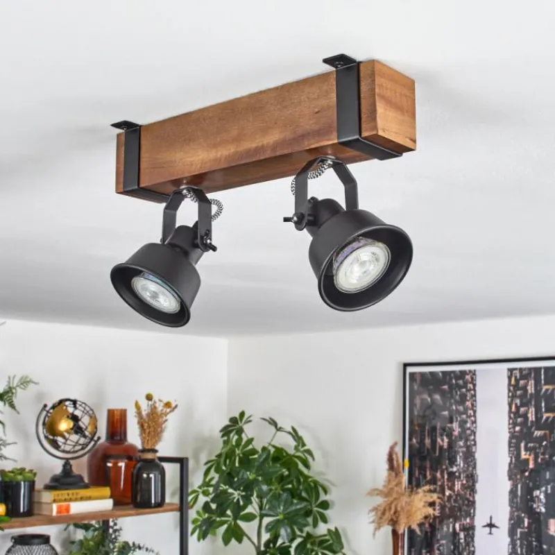 Luminaires Scandinaves-hofstein Plafonnier Safari Brun, Noir, 2 lumières